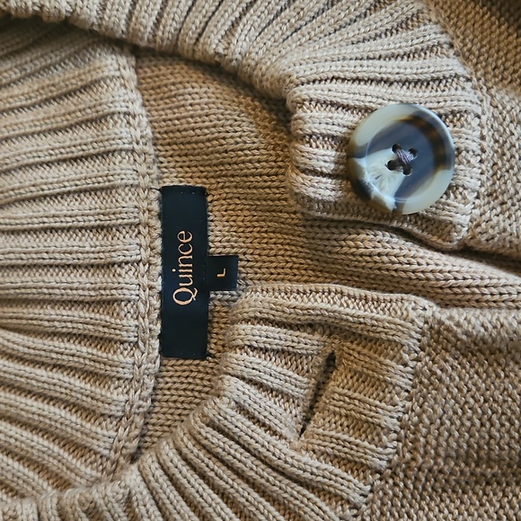 Quince Beige Button-Up Women's Cardigan - Picture 2 of 4